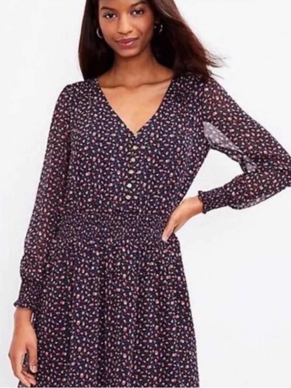 LOFT Ladybug print dress navy red size M